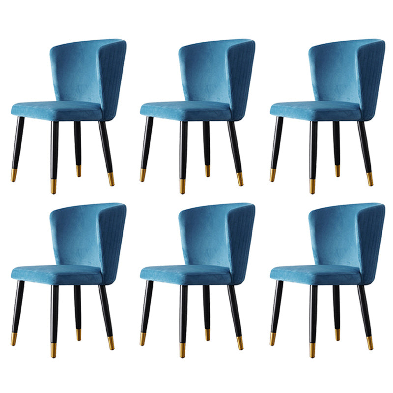 Glam Style Armless Side Chairs Wooden Chair with Wood Legs for Kitchen Royal Blue 6 Piece Set Clearhalo 'Dining Chairs' 'Dining Tables & Seating' 'dining_chair' 'furn' 'furn_dining_chair' 'Furniture' 'Kitchen & Dining Furniture' 6452060