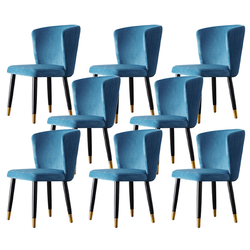 Glam Style Armless Side Chairs Wooden Chair with Wood Legs for Kitchen Royal Blue 8 Piece Set Clearhalo 'Dining Chairs' 'Dining Tables & Seating' 'dining_chair' 'furn' 'furn_dining_chair' 'Furniture' 'Kitchen & Dining Furniture' 6452061