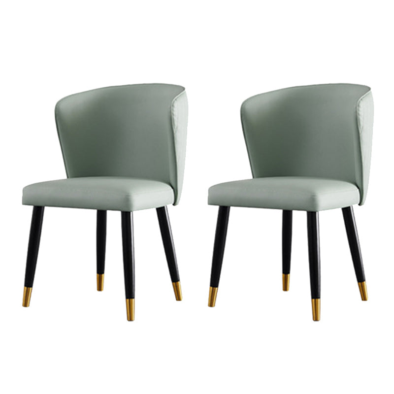 Glam Style Armless Side Chairs Wooden Chair with Wood Legs for Kitchen Green 2 Piece Set Clearhalo 'Dining Chairs' 'Dining Tables & Seating' 'dining_chair' 'furn' 'furn_dining_chair' 'Furniture' 'Kitchen & Dining Furniture' 6452064
