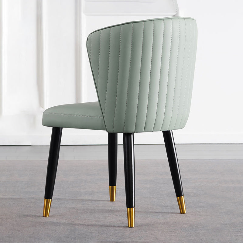 Glam -stijl armloze zijstoelen houten stoel met houten benen voor keuken