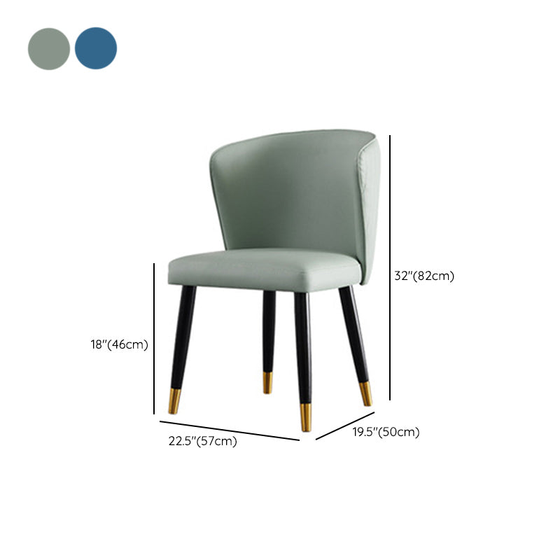 Glam -stijl armloze zijstoelen houten stoel met houten benen voor keuken