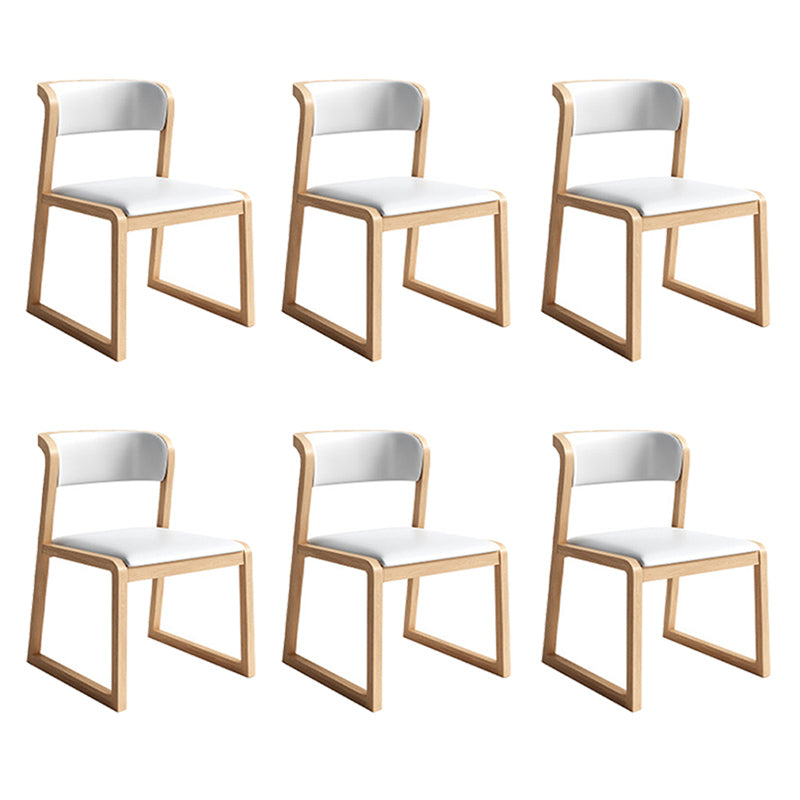 Modern Style Faux Leather Chair Open Back Side Chairs with Wood Legs for Kitchen