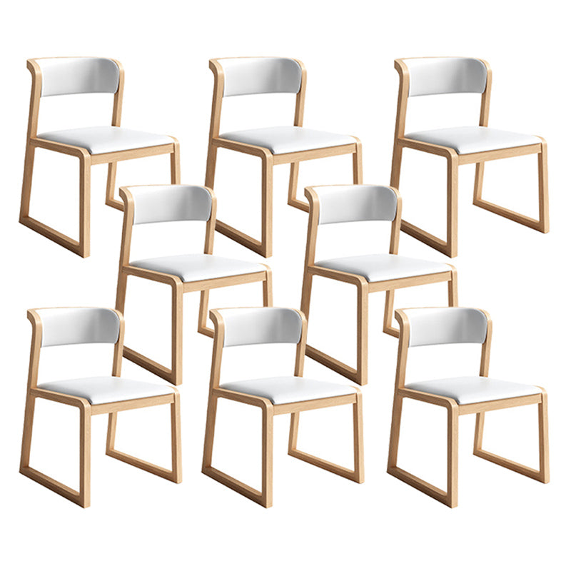 Modern Style Faux Leather Chair Open Back Side Chairs with Wood Legs for Kitchen