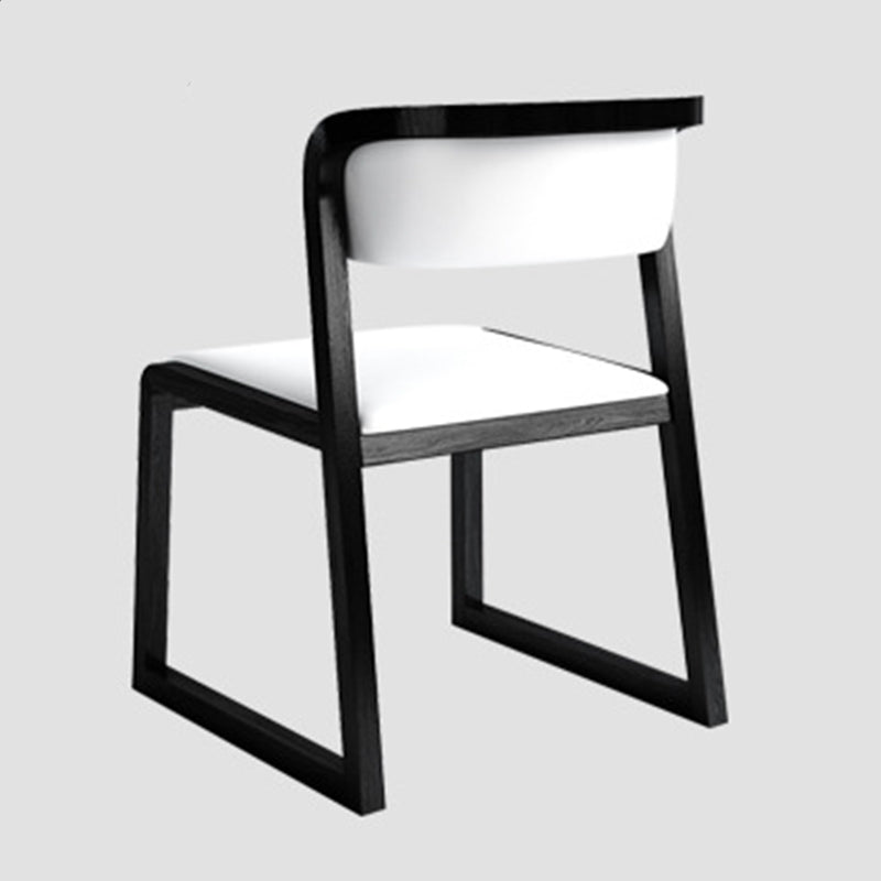 Modern Style Faux Leather Chair Open Back Side Chairs with Wood Legs for Kitchen