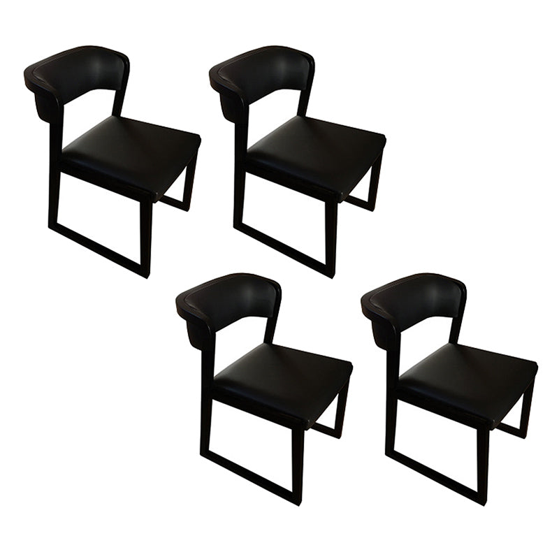 Modern Style Faux Leather Chair Open Back Side Chairs with Wood Legs for Kitchen