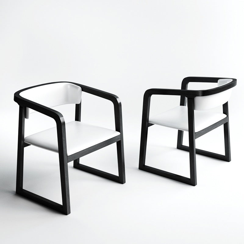 Modern Style Faux Leather Chair Open Back Side Chairs with Wood Legs for Kitchen