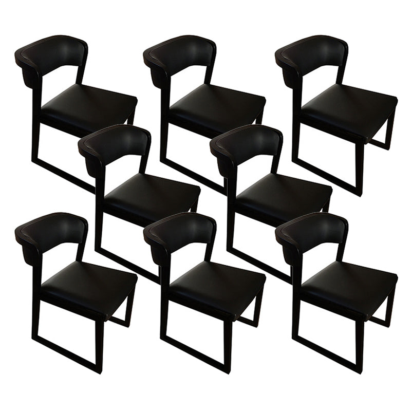 Modern Style Faux Leather Chair Open Back Side Chairs with Wood Legs for Kitchen