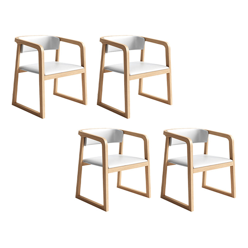 Modern Style Faux Leather Chair Open Back Side Chairs with Wood Legs for Kitchen