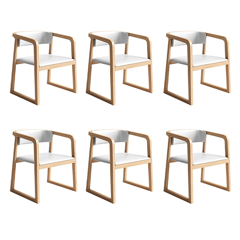 Modern Style Faux Leather Chair Open Back Side Chairs with Wood Legs for Kitchen