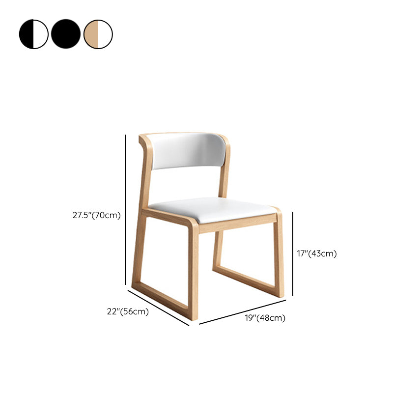 Modern Style Faux Leather Chair Open Back Side Chairs with Wood Legs for Kitchen