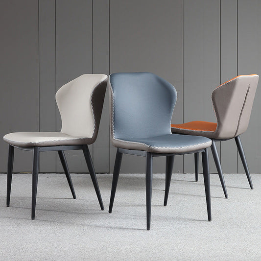 ウィングバックサイドチェアフェイクレザーキッチンダイニングアームレスチェア