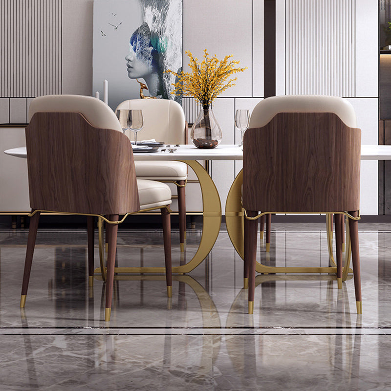 Glamstil Faux Lederstuhl Parsons Stuhl mit Holzbeinen für die Küche