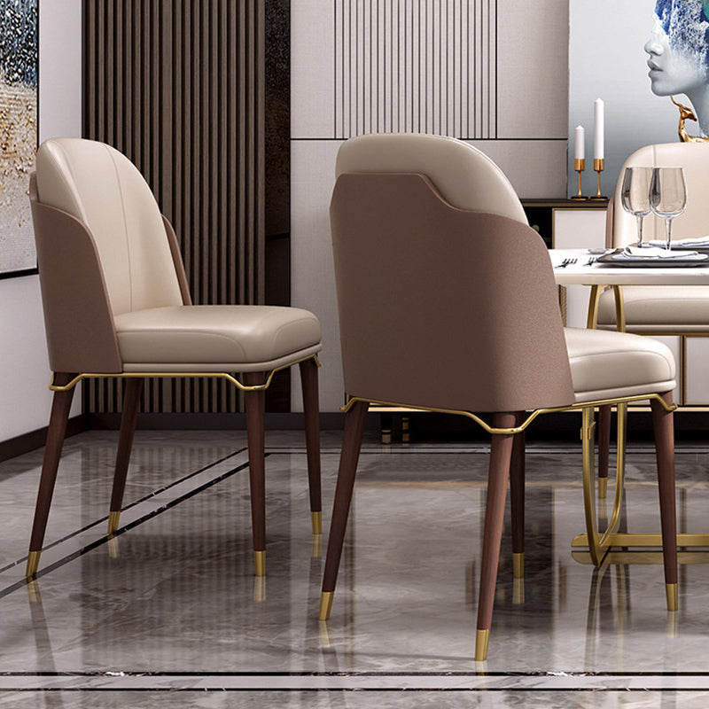 Glamstil Faux Lederstuhl Parsons Stuhl mit Holzbeinen für die Küche