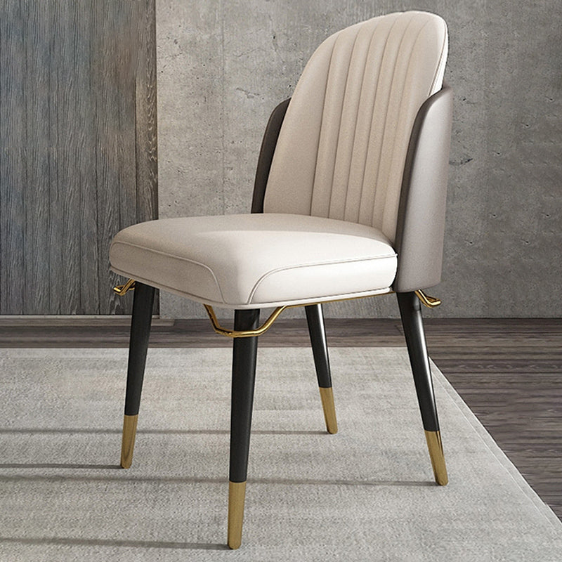 Glamstil Faux Lederstuhl Parsons Stuhl mit Holzbeinen für die Küche