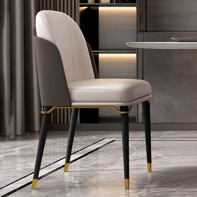 Glamstil Faux Lederstuhl Parsons Stuhl mit Holzbeinen für die Küche