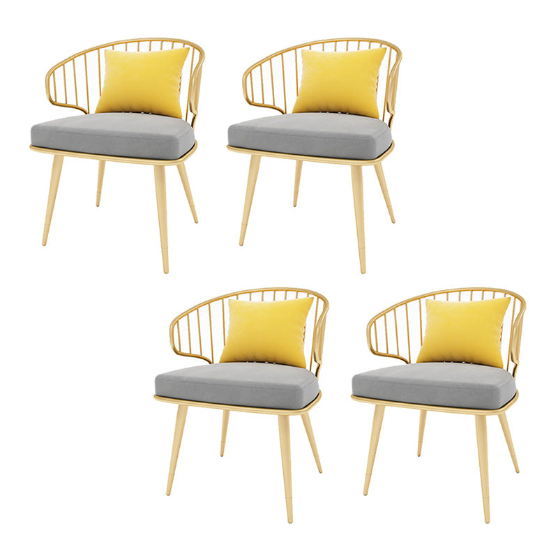 Metalen windsor achterstoelen stoffen gestoffeerde eetkamerstoelen in grijs