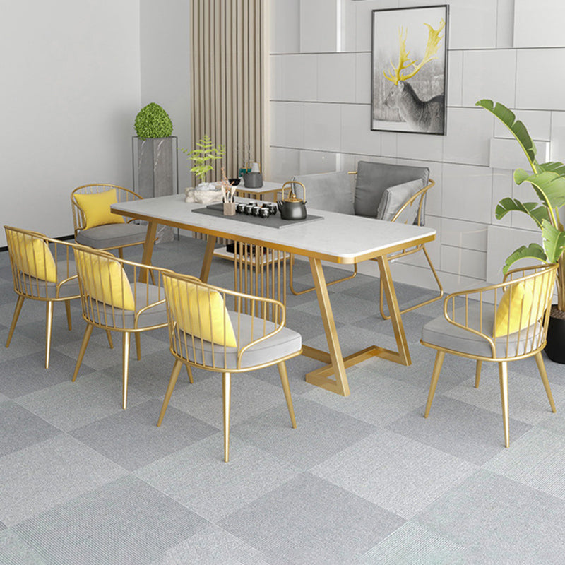 Metalen windsor achterstoelen stoffen gestoffeerde eetkamerstoelen in grijs