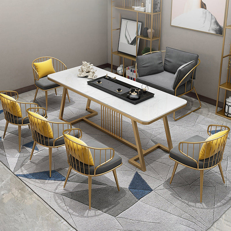 Metalen windsor achterstoelen stoffen gestoffeerde eetkamerstoelen in grijs