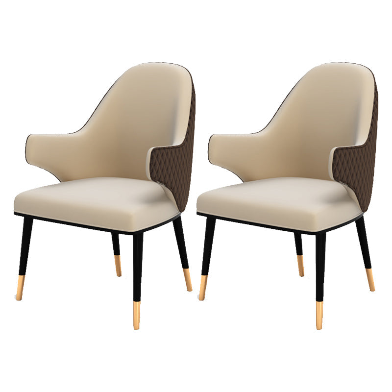 Glam Upholstered Dining Arm Chair Faux Leather Kitchen Dining Chair