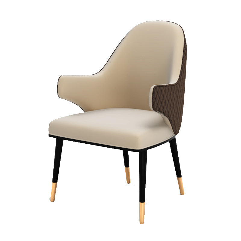 Glam Upholstered Dining Arm Chair Faux Leather Kitchen Dining Chair
