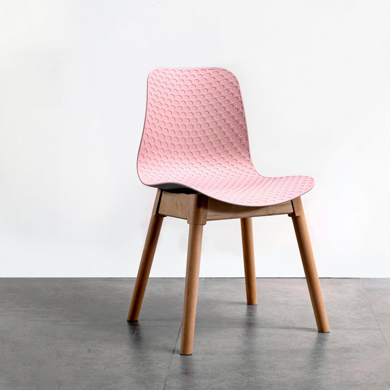 Sedie di plastica in stile nordico sedie laterali senza braccio con gambe in legno per cucina