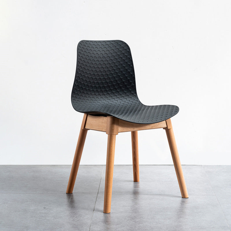 Sedie di plastica in stile nordico sedie laterali senza braccio con gambe in legno per cucina
