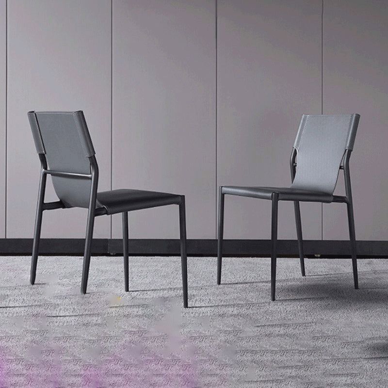 Moderne stijl zijstoel lederen eetkamerstoel met 4 poten voor thuisgebruik