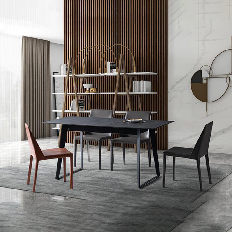 Moderne stijl zijstoel lederen eetkamerstoel met 4 poten voor thuisgebruik