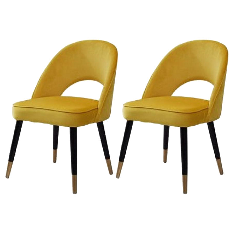 Glam Arm Chair Fabric Open Back Dining Chair for Dining Room Yellow 2 Piece Set Clearhalo 'Dining Chairs' 'Dining Tables & Seating' 'dining_chair' 'furn' 'furn_dining_chair' 'Furniture' 'Kitchen & Dining Furniture' 6452354