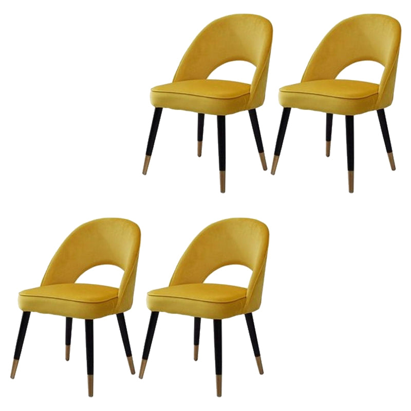 Glam Arm Chair Fabric Open Back Dining Chair for Dining Room Yellow 4 Piece Set Clearhalo 'Dining Chairs' 'Dining Tables & Seating' 'dining_chair' 'furn' 'furn_dining_chair' 'Furniture' 'Kitchen & Dining Furniture' 6452355