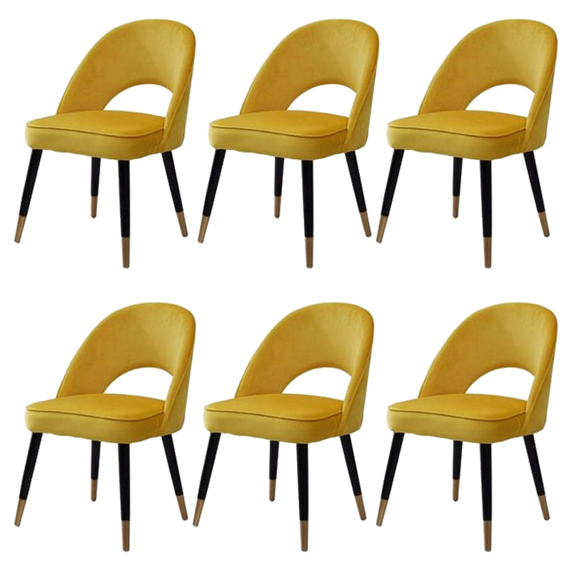 Glam Arm Chair Fabric Open Back Dining Chair for Dining Room Yellow 6 Piece Set Clearhalo 'Dining Chairs' 'Dining Tables & Seating' 'dining_chair' 'furn' 'furn_dining_chair' 'Furniture' 'Kitchen & Dining Furniture' 6452358