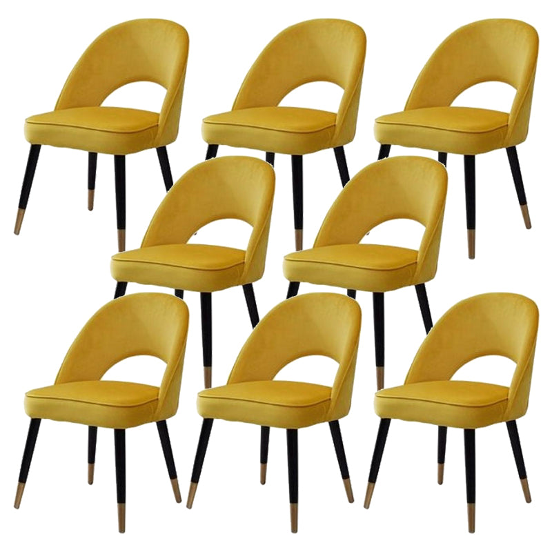 Glam Arm Chair Fabric Open Back Dining Chair for Dining Room Yellow 8 Piece Set Clearhalo 'Dining Chairs' 'Dining Tables & Seating' 'dining_chair' 'furn' 'furn_dining_chair' 'Furniture' 'Kitchen & Dining Furniture' 6452360