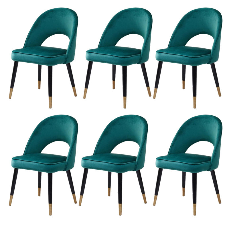 Glam Arm Chair Fabric Open Back Dining Chair for Dining Room Green 6 Piece Set Clearhalo 'Dining Chairs' 'Dining Tables & Seating' 'dining_chair' 'furn' 'furn_dining_chair' 'Furniture' 'Kitchen & Dining Furniture' 6452373