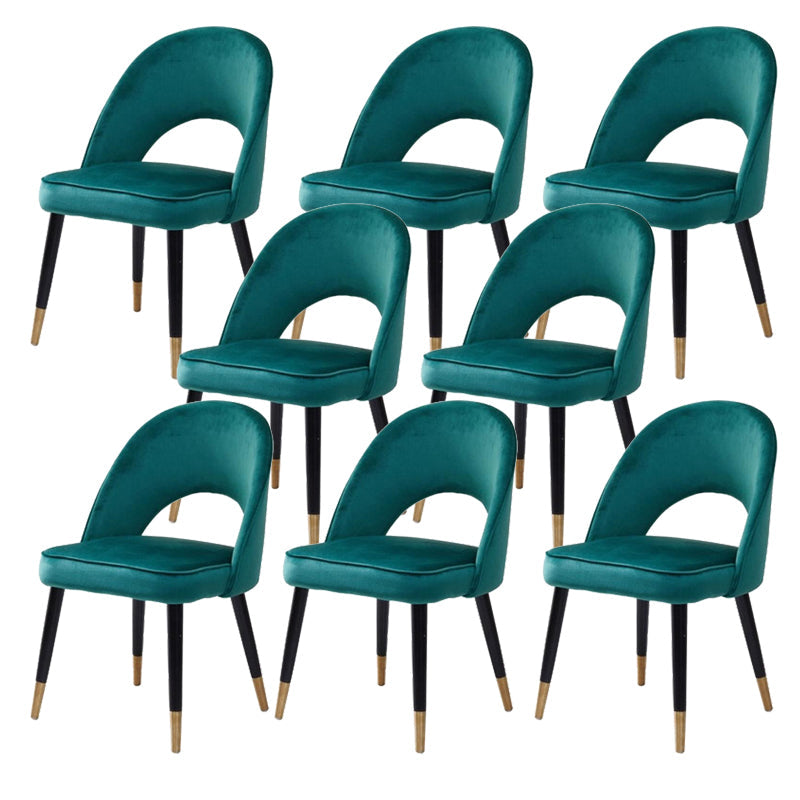 Glam Arm Chair Fabric Open Back Dining Chair for Dining Room Green 8 Piece Set Clearhalo 'Dining Chairs' 'Dining Tables & Seating' 'dining_chair' 'furn' 'furn_dining_chair' 'Furniture' 'Kitchen & Dining Furniture' 6452375