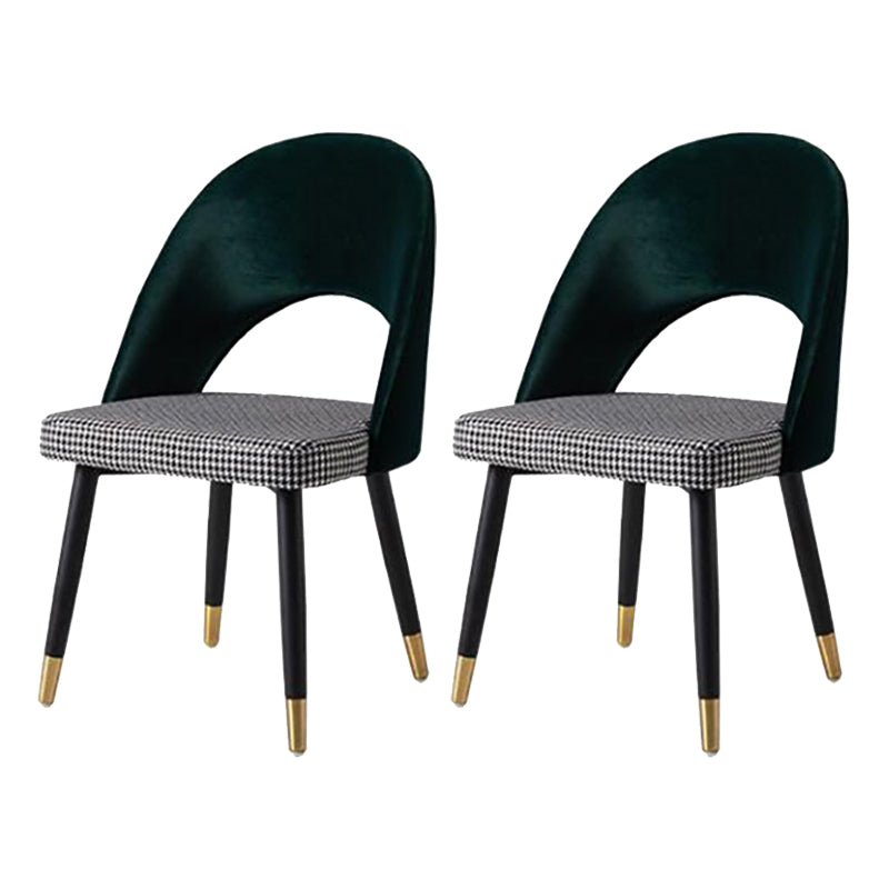 Glam Arm Chair Fabric Open Back Dining Chair for Dining Room Houndstooth pattern 2 Piece Set Clearhalo 'Dining Chairs' 'Dining Tables & Seating' 'dining_chair' 'furn' 'furn_dining_chair' 'Furniture' 'Kitchen & Dining Furniture' 6452381