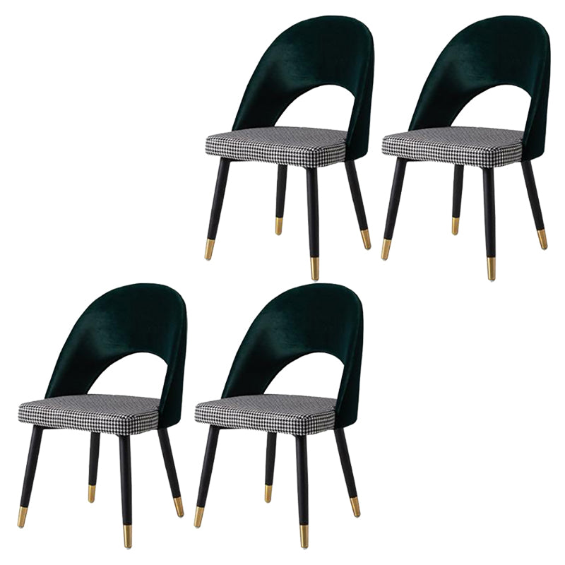 Glam Arm Chair Fabric Open Back Dining Chair for Dining Room Houndstooth pattern 4 Piece Set Clearhalo 'Dining Chairs' 'Dining Tables & Seating' 'dining_chair' 'furn' 'furn_dining_chair' 'Furniture' 'Kitchen & Dining Furniture' 6452382