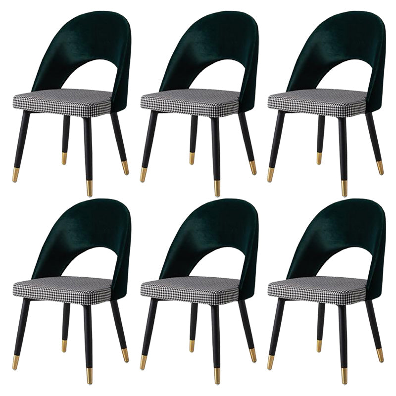 Glam Arm Chair Fabric Open Back Dining Chair for Dining Room Houndstooth pattern 6 Piece Set Clearhalo 'Dining Chairs' 'Dining Tables & Seating' 'dining_chair' 'furn' 'furn_dining_chair' 'Furniture' 'Kitchen & Dining Furniture' 6452383