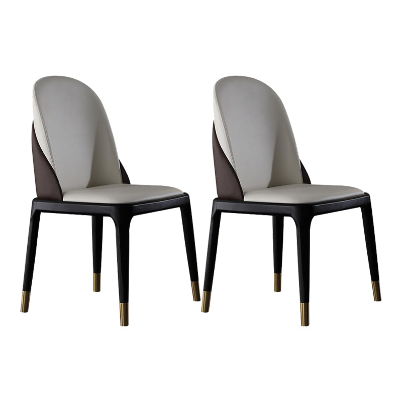 Glam -stijl lederen zijkant houten frame binnen eetkamerstoel