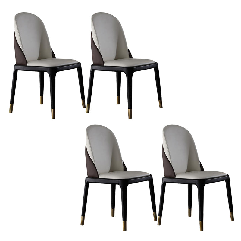 Glam -stijl lederen zijkant houten frame binnen eetkamerstoel