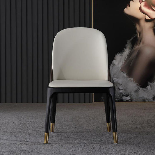 グラムスタイルのレザーサイドチェア木製フレーム屋内ダイニングチェア