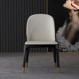 Glam -stijl lederen zijkant houten frame binnen eetkamerstoel