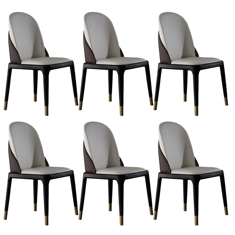 Glam -stijl lederen zijkant houten frame binnen eetkamerstoel