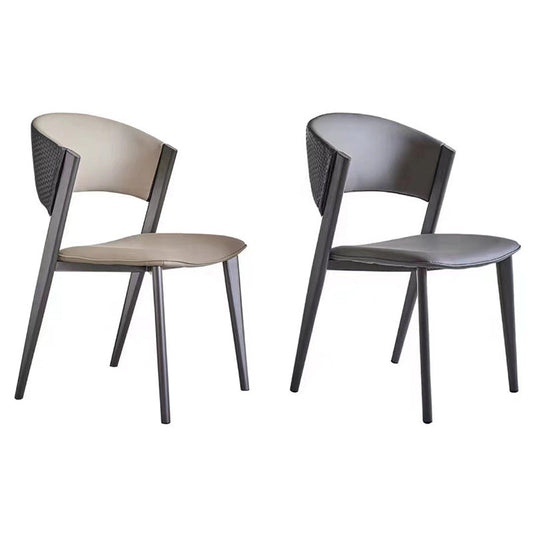 Silla moderna para el hogar silla de comedor abierta con patas de metal