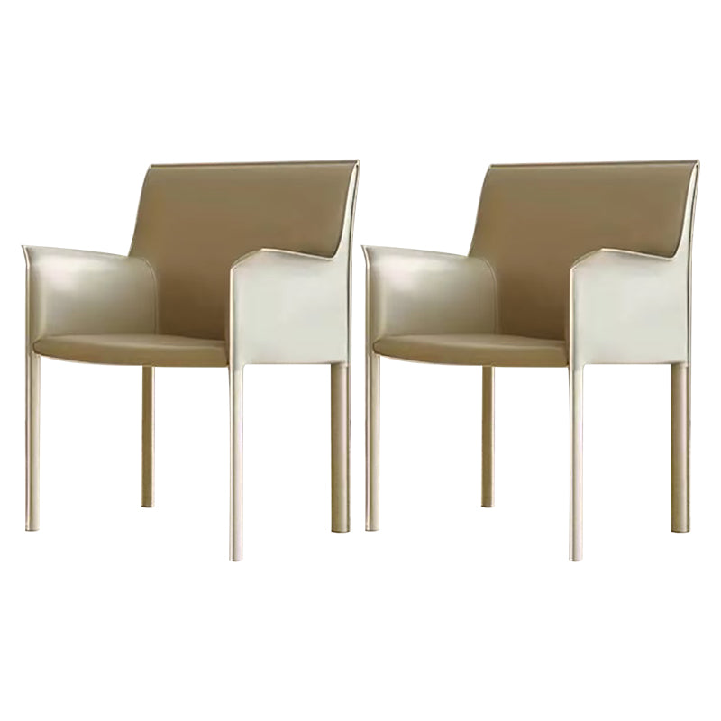 Moderne stijl armstoel leer stevige achterste eetkamerstoel voor thuisgebruik