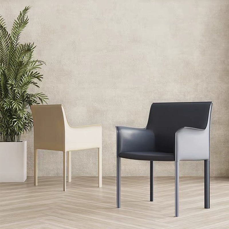 Moderne stijl armstoel leer stevige achterste eetkamerstoel voor thuisgebruik