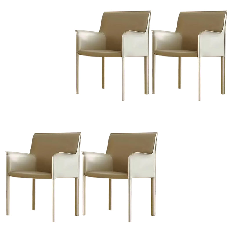 Moderne stijl armstoel leer stevige achterste eetkamerstoel voor thuisgebruik