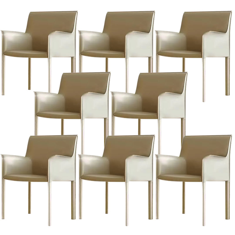 Moderne stijl armstoel leer stevige achterste eetkamerstoel voor thuisgebruik