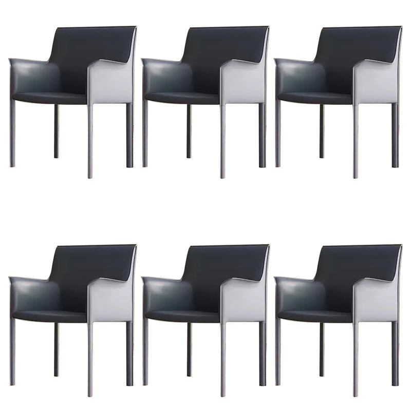 Moderne stijl armstoel leer stevige achterste eetkamerstoel voor thuisgebruik