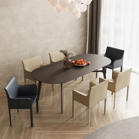 モダンスタイルのアームチェアレザーソリッドバックダイニングチェアホーム使用のためのダイニングチェア