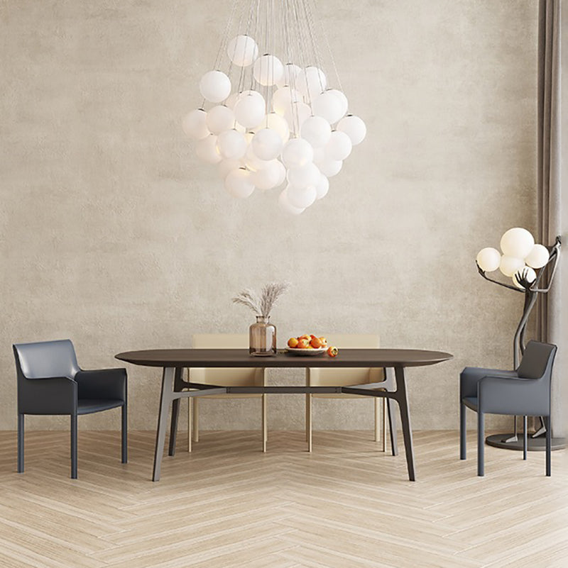 Moderne stijl armstoel leer stevige achterste eetkamerstoel voor thuisgebruik